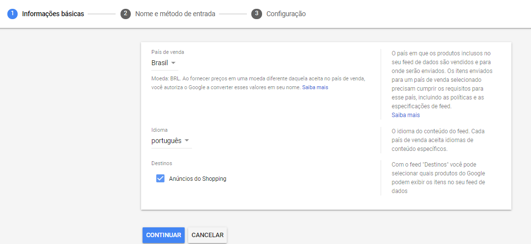 Integração loja virtual com Listagem gratuita do Google Shopping