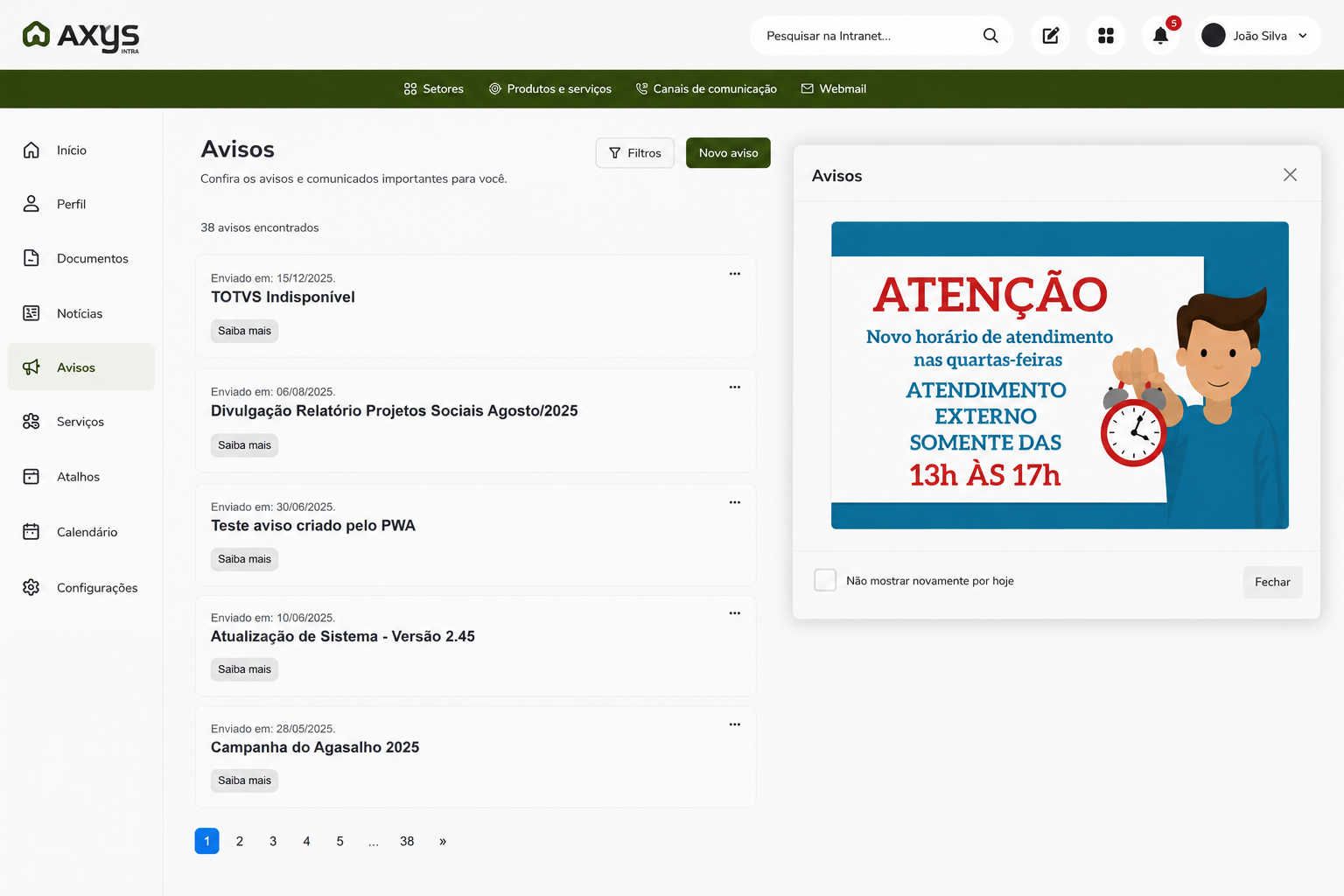 Listagem e Modal de Avisos.png